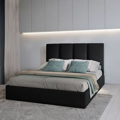 Emma Hydraulic Velvet Luxurious Queen Bed-Black