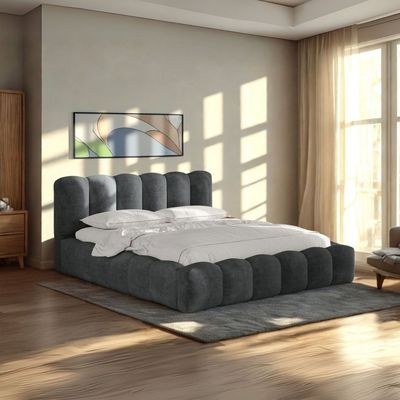 Merlin Hydraulic Storage Double Bed-Light Grey