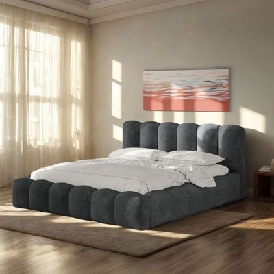 Merlin Hydraulic Storage Double Bed-Light Grey - Image 3