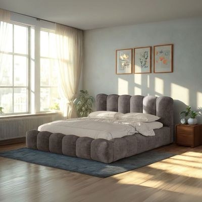 Merlin Hydraulic Storage King Bed-Light Brown