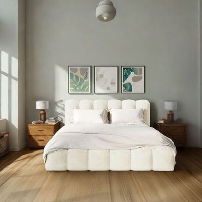 Merlin Hydraulic Storage Double Bed-Light Beige - Image 2