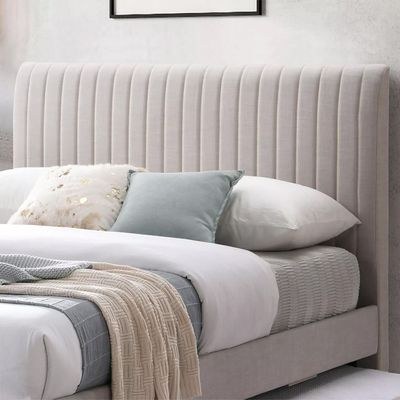Rayyan Upholstered Platform Bed with Trundle Bed King size-Beige - Image 4
