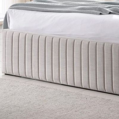 Rayyan Upholstered Platform Bed with Trundle Bed King size-Beige - Image 5