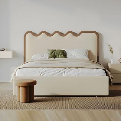 Vega Upholstered Bed Queen Size-Brown- L200xW160xH130 - Brown
