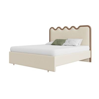 Vega Upholstered Bed Queen Size-Brown- L200xW160xH130 - Brown - Image 3