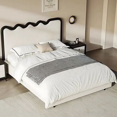 Vega Upholstered Bed King Size-Black - L200xW180xH130 - Black - Image 2