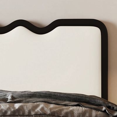 Vega Upholstered Bed Single Size-Black - L200xW100xH130 - Black - Image 4