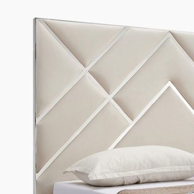 Marie Upholstered Bed Queen Size-Beige - L200xW160xH150 - Beige - Image 4