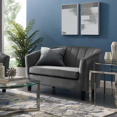 Modway Prospect Channel Tufted Upholstered Velvet Loveseat - L72xW127xH75 - Grey - Image 2