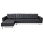 Laux Wide Faux Leather Reversible Sleeper Sofa & Chaise - L170xW300xH78 - Black