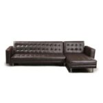 Laux Wide Faux Leather Reversible Sleeper Sofa & Chaise - L170xW300xH78 - Brown