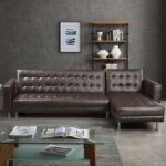 Laux Wide Faux Leather Reversible Sleeper Sofa & Chaise - L170xW300xH78 - Brown