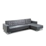 Laux Wide Faux Leather Reversible Sleeper Sofa & Chaise - L170xW300xH78 - Grey