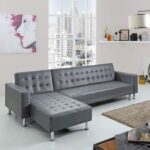 Laux Wide Faux Leather Reversible Sleeper Sofa & Chaise - L170xW300xH78 - Grey