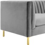 Addlon Channel Tufted Grey Velvet Sofa - L85xW230xH76 - Grey