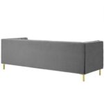 Addlon Channel Tufted Grey Velvet Sofa - L85xW230xH76 - Grey