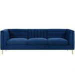 Addlon Channel Tufted Navy Blue Velvet Sofa - L85xW230xH76 - Navy Blue
