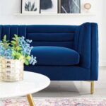 Addlon Channel Tufted Navy Blue Velvet Sofa - L85xW230xH76 - Navy Blue