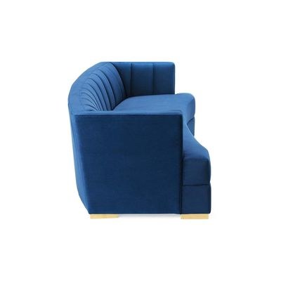 Encompass Channel Tufted Velvet Curved Sofa Navy - L72xW100xH216 - Navy Blue - Image 3
