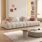 Bianca Modular Sofa-Corduroy Fabric - L96xW320xH63 - Ivory