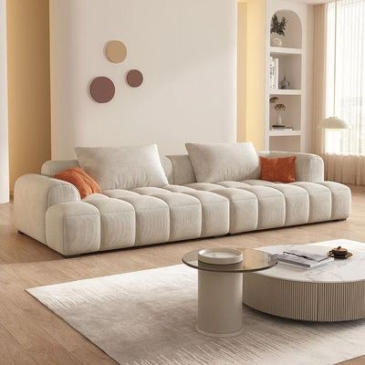 Bianca Modular Sofa-Corduroy Fabric - L96xW260xH63 - Ivory