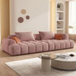 Bianca Modular Sofa-Corduroy Fabric - L96xW220xH63 - Pink