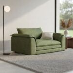 Casa Amore Living Room Wide Sitting Deep Straight Row Green Sailboat Sofa