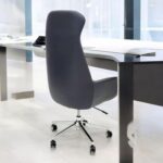 Executive High Back Office Chair - Ergonomic PU Leather Recliner, Height Adjustable, Tilt Back, Chrome Base, for Home and Office, Black