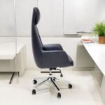 Executive High Back Office Chair - Ergonomic PU Leather Recliner, Height Adjustable, Tilt Back, Chrome Base, for Home and Office, Black