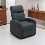 Single Seater Fabric Recliner Chair – Manual Reclining Sofa with Modern Design & Soft Padding – Comfortable One-Seater Lounge Chair for Living Room & Home Relaxation, Grey