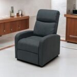 Single Seater Fabric Recliner Chair – Manual Reclining Sofa with Modern Design & Soft Padding – Comfortable One-Seater Lounge Chair for Living Room & Home Relaxation, Grey