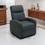 Single Seater Fabric Recliner Chair – Manual Reclining Sofa with Modern Design & Soft Padding – Comfortable One-Seater Lounge Chair for Living Room & Home Relaxation, Grey