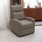 Single Seater Fabric Recliner Chair – Manual Reclining Sofa with Modern Design & Soft Padding – Comfortable One-Seater Lounge Chair for Living Room & Home Relaxation, Beige