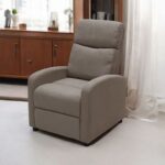 Single Seater Fabric Recliner Chair – Manual Reclining Sofa with Modern Design & Soft Padding – Comfortable One-Seater Lounge Chair for Living Room & Home Relaxation, Beige