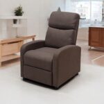 Single Seater Fabric Recliner Chair – Manual Reclining Sofa with Modern Design & Soft Padding – Comfortable One-Seater Lounge Chair for Living Room & Home Relaxation, Brown