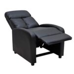 Single Seater PU Leather Recliner Chair – Manual Reclining Sofa with Modern Design & Soft Padding – Comfortable One-Seater Lounge Chair for Living Room & Home Relaxation, Black