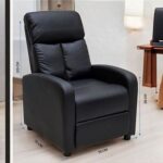Single Seater PU Leather Recliner Chair – Manual Reclining Sofa with Modern Design & Soft Padding – Comfortable One-Seater Lounge Chair for Living Room & Home Relaxation, Black