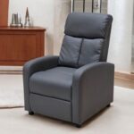 Single Seater PU Leather Recliner Chair – Manual Reclining Sofa with Modern Design & Soft Padding – Comfortable One-Seater Lounge Chair for Living Room & Home Relaxation, Grey