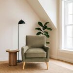 ROTAI Shelley Armchair with 2-Year Warranty | Soft Fabric Accent Chair | D28 High-Density Foam | Spring Support | Pine & Plywood Frame | Compact Modern Lounge Chair for Living Room