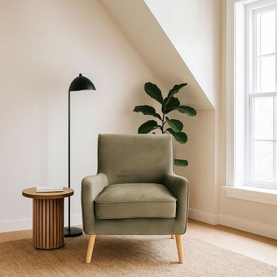 ROTAI Shelley Armchair with 2-Year Warranty | Soft Fabric Accent Chair | D28 High-Density Foam | Spring Support | Pine & Plywood Frame | Compact Modern Lounge Chair for Living Room - Image 3