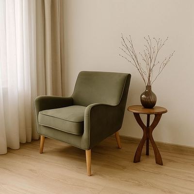 ROTAI Shelley Armchair with 2-Year Warranty | Soft Fabric Accent Chair | D28 High-Density Foam | Spring Support | Pine & Plywood Frame | Compact Modern Lounge Chair for Living Room - Image 4