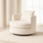 ROTAI Nest Swivel Chair with 2-Year Warranty | Modern Lounge Chair with Soft Fabric | 360° Swivel Base | D28 High-Density Foam | Spring Support | Pine Wood Frame | Living Room or Office Accent Chair