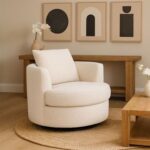 ROTAI Nest Swivel Chair with 2-Year Warranty | Modern Lounge Chair with Soft Fabric | 360° Swivel Base | D28 High-Density Foam | Spring Support | Pine Wood Frame | Living Room or Office Accent Chair