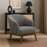 ROTAI Laura Lounge Chair with 2-Year Warranty | Soft Fabric Accent Chair | D28 High-Density Foam | Spring Support | Pine Wood Frame | Modern Armchair for Living Room or Bedroom