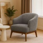 ROTAI Laura Lounge Chair with 2-Year Warranty | Soft Fabric Accent Chair | D28 High-Density Foam | Spring Support | Pine Wood Frame | Modern Armchair for Living Room or Bedroom