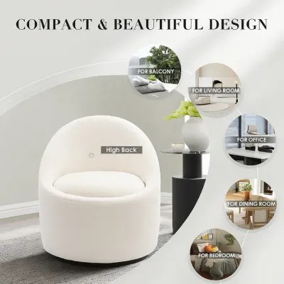 Fate Swivel Accent Chair W66 x D72 x H73 cm - White Fabic - Image 5