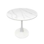 Maple Home Dining Table Modern Marble Patten Metal Base Kitchen Dining Restaurant Table L80xW80xH76 - White