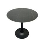 Maple Home Dining Table Modern Marble Patten Metal Base Kitchen Dining Restaurant Table L80xW80xH76 - Grey