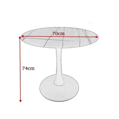Maple Home Dining Table Modern Marble Patten Metal Base Kitchen Dining Restaurant Table L70xW70xH74 - Black - Image 5