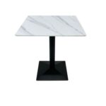 Maple Home Dining Table Modern Marble Patten Metal Base Kitchen Dining Restaurant Table L80xW80xH75 - White